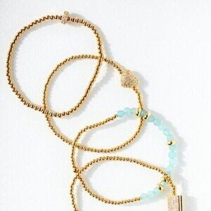 BUNDLE of 4 Stretch Bracelets WATERPROOF Bracelets Stacking Bracelet Set CUTE